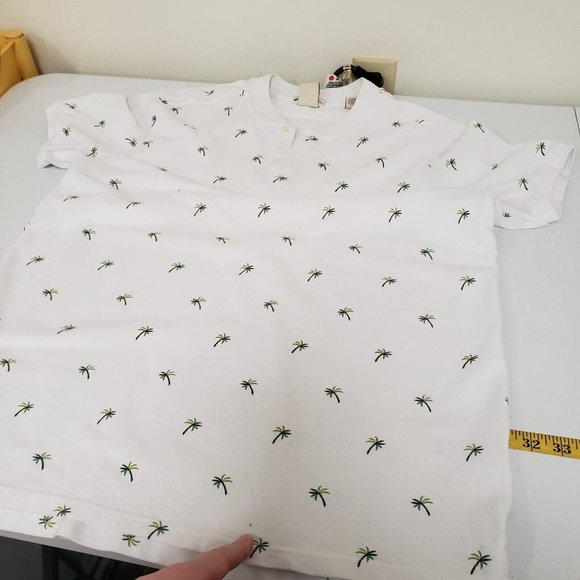Scotch & Soda Mens Palm Tree Polo Size XXL White Short Sleeve Collar Buttons - Picture 12 of 14